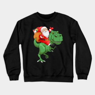 Santa Riding Dinosaur T rex Christmas Gifts For Dinosaur Lover Crewneck Sweatshirt